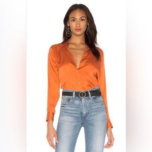 NWT Equipment essential rust orange long sleeve silk blouse $230